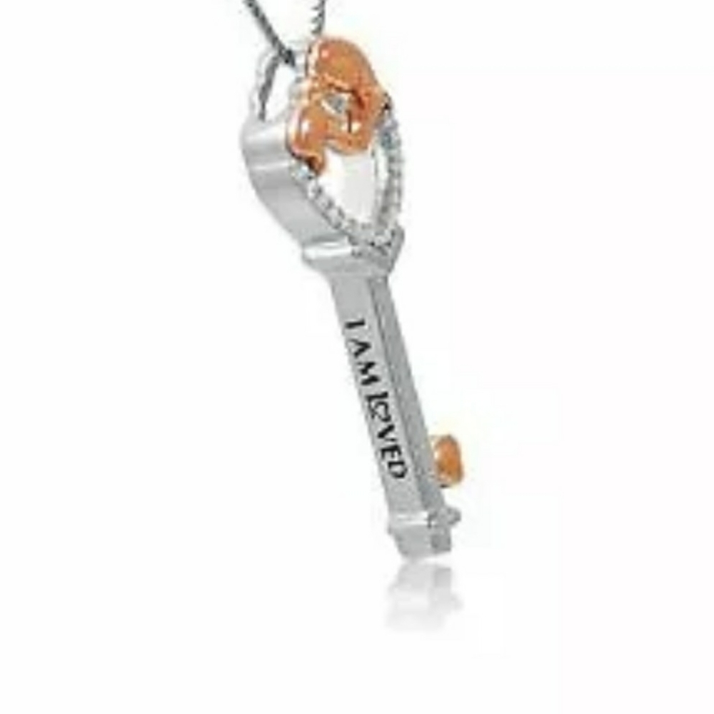 Helzberg Diamonds "I Am Loved" Mother Baby Diamond Key Necklace - Picture 2 of 5